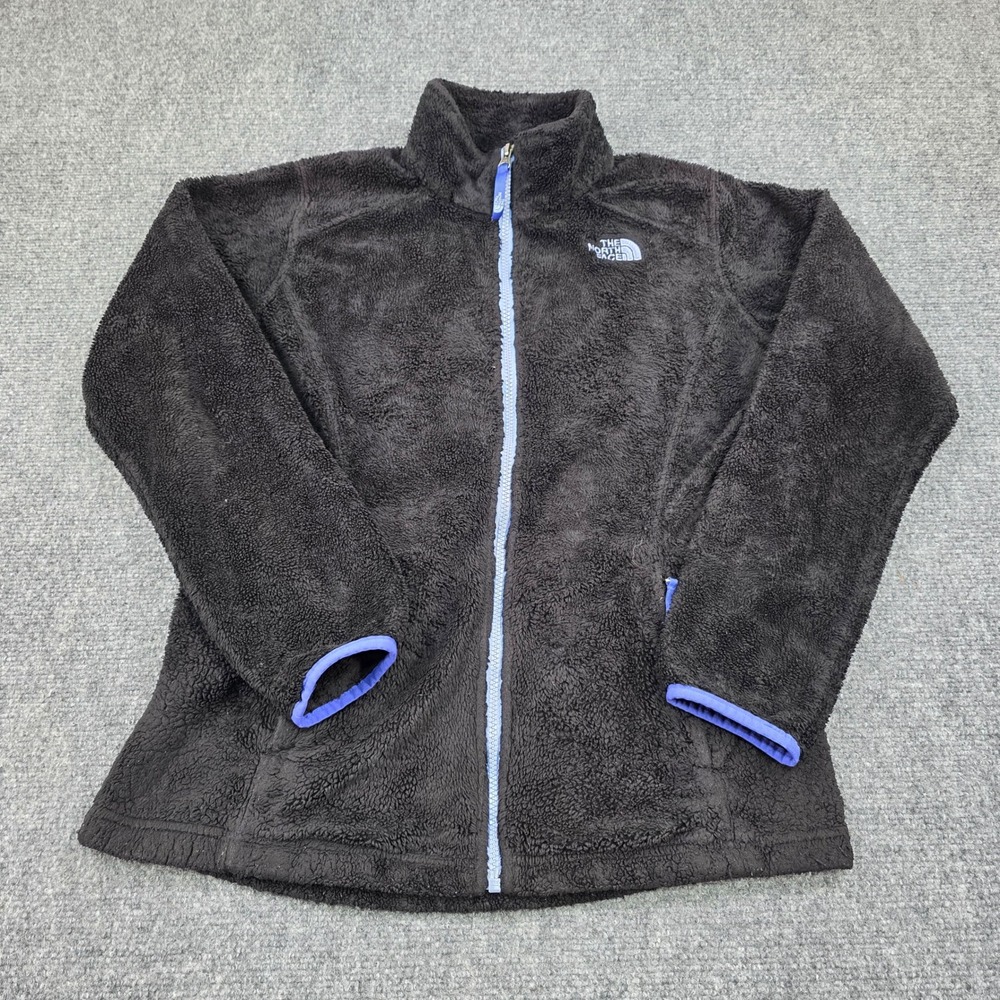 The‎ North Face Girls Fleece Jacket Full Zip Black Blue Trim Size XL